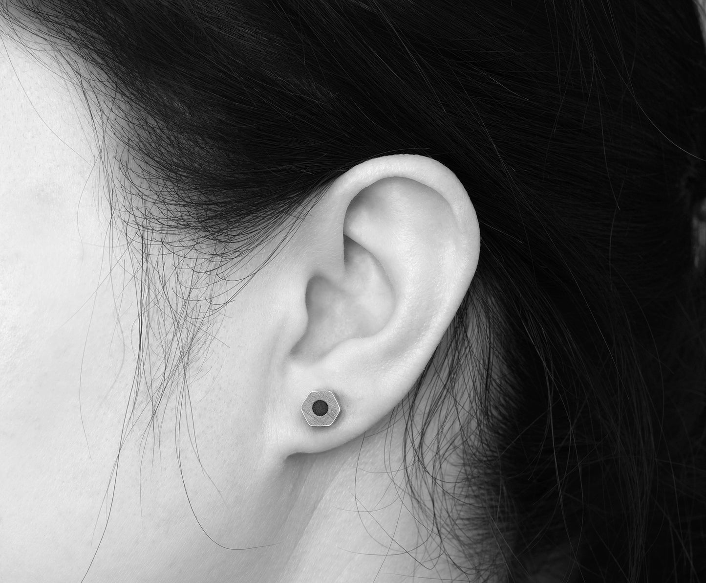 Golden Pencil Stud Earrings, Silver Pencil Ear Post, Hexagon Pencil Earrings