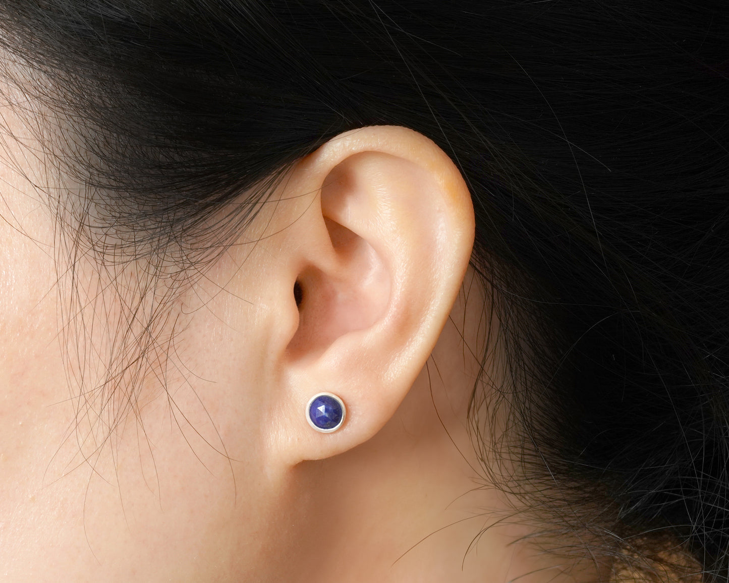 Small Lapis Lazuli Stud Earring in Sterling Silver