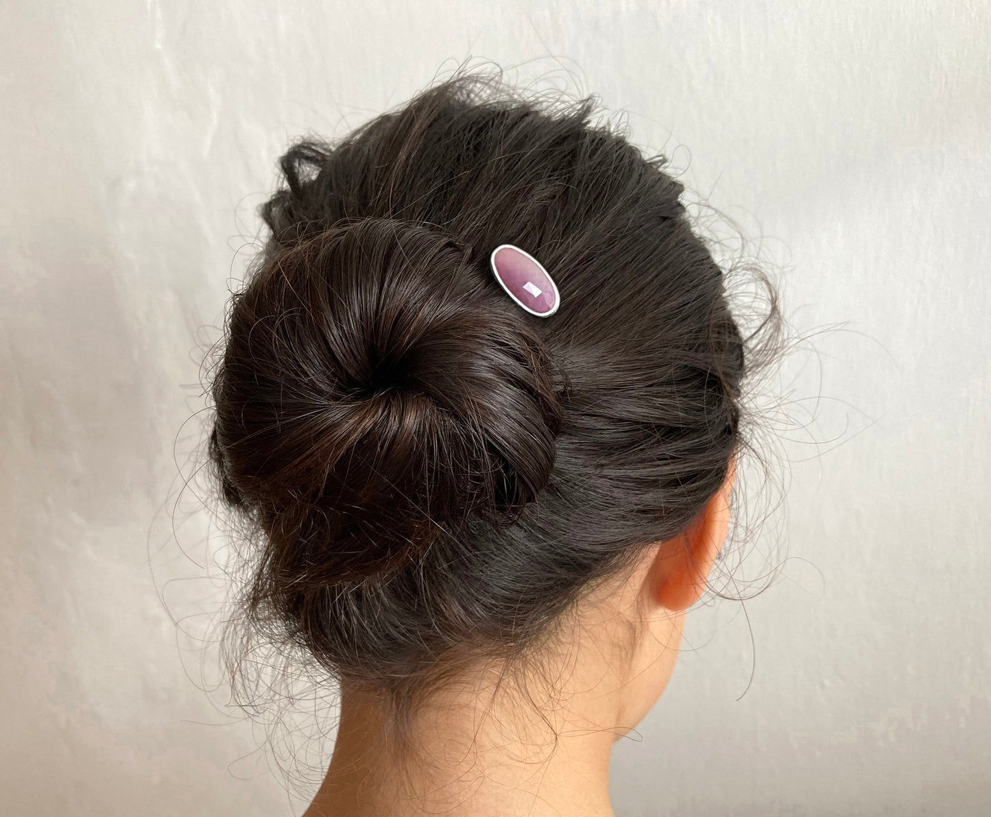 Natural Pink Sapphire Hair Pin in Sterling Silver