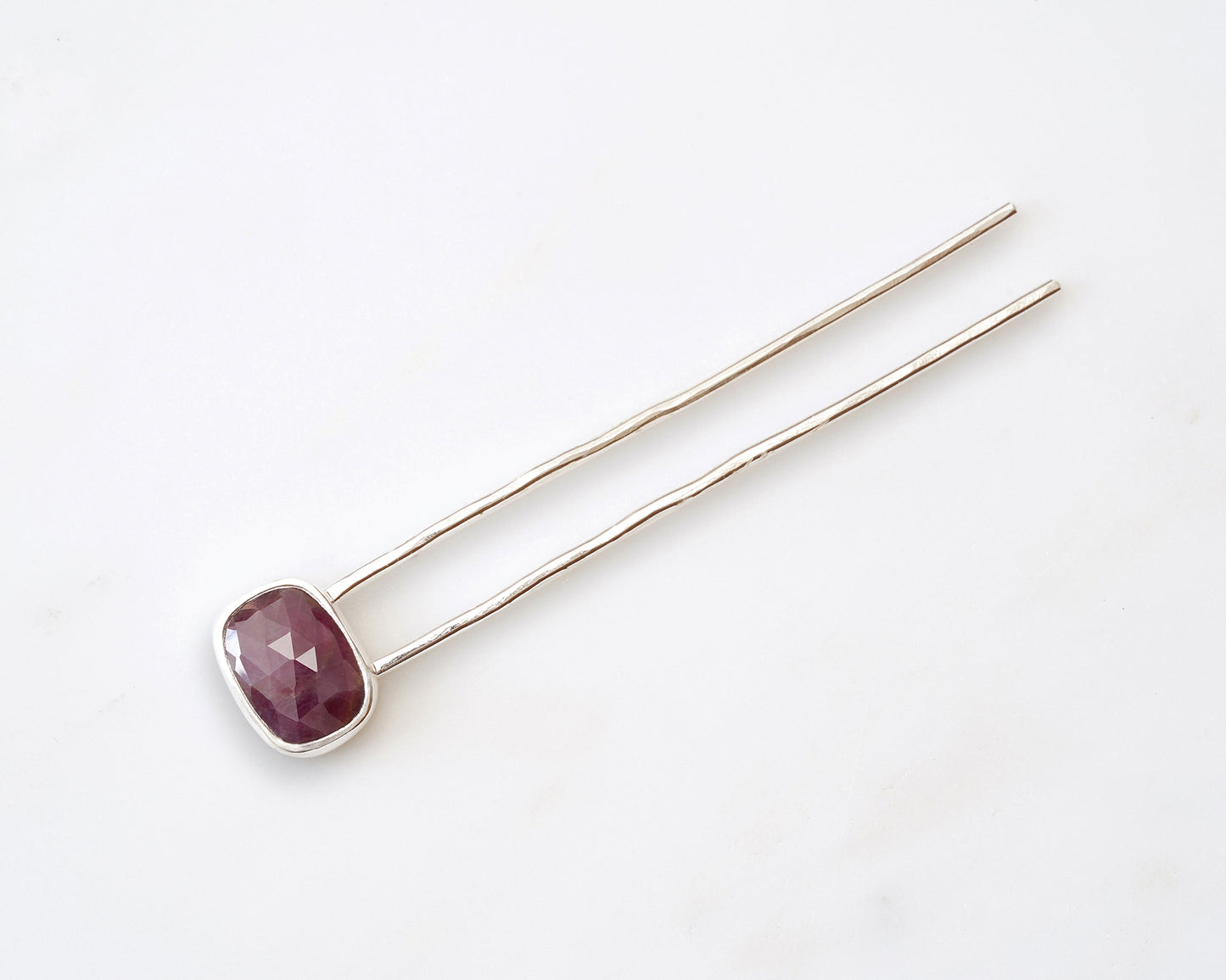 Natural Ruby Hairpin in Solid Sterling Silver