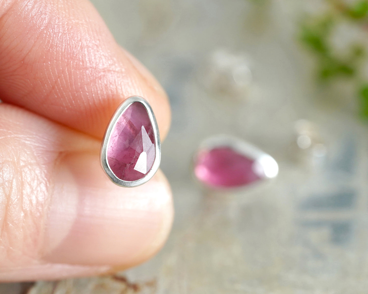 Pink Tourmaline Stud Earrings