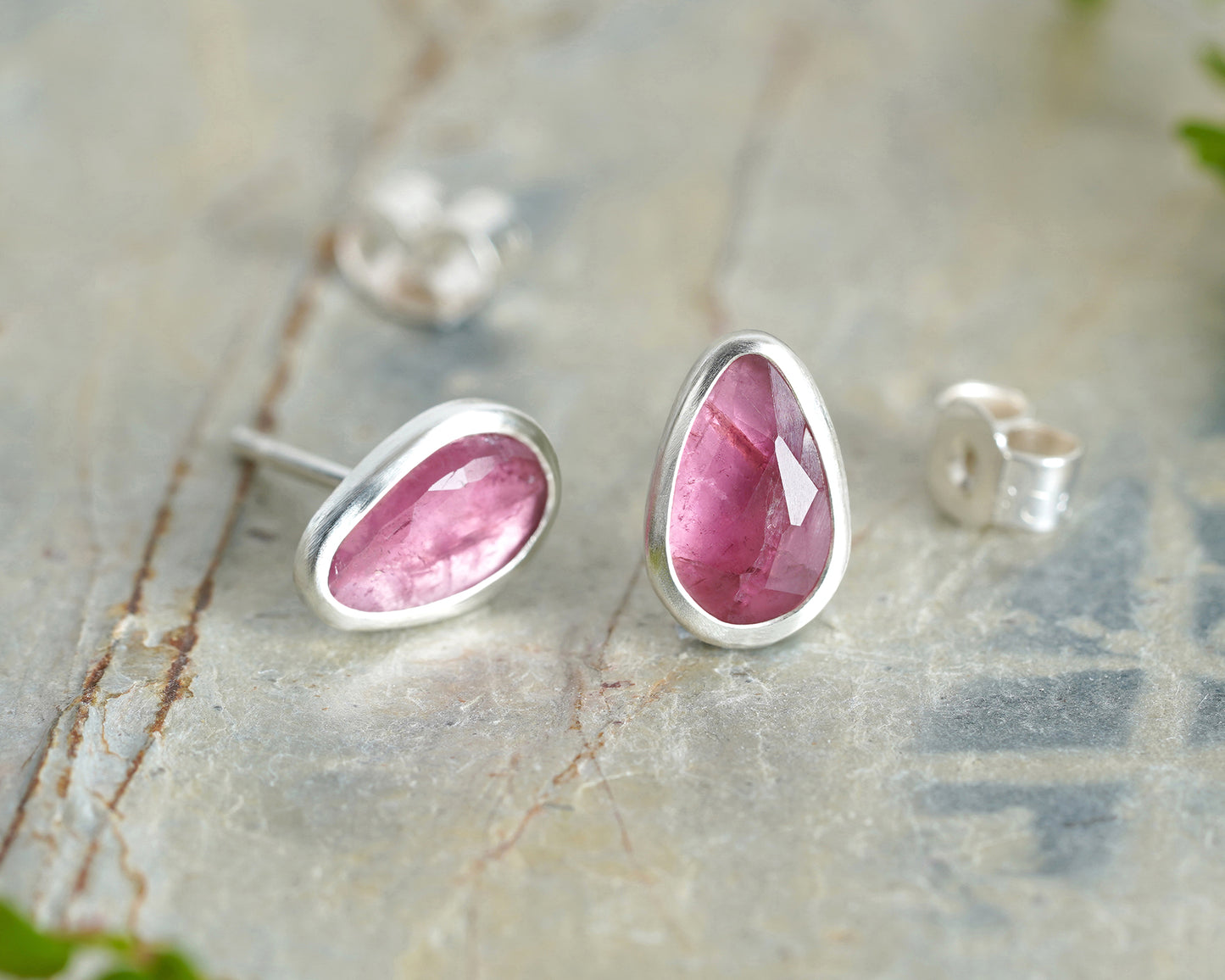 Pink Tourmaline Stud Earrings
