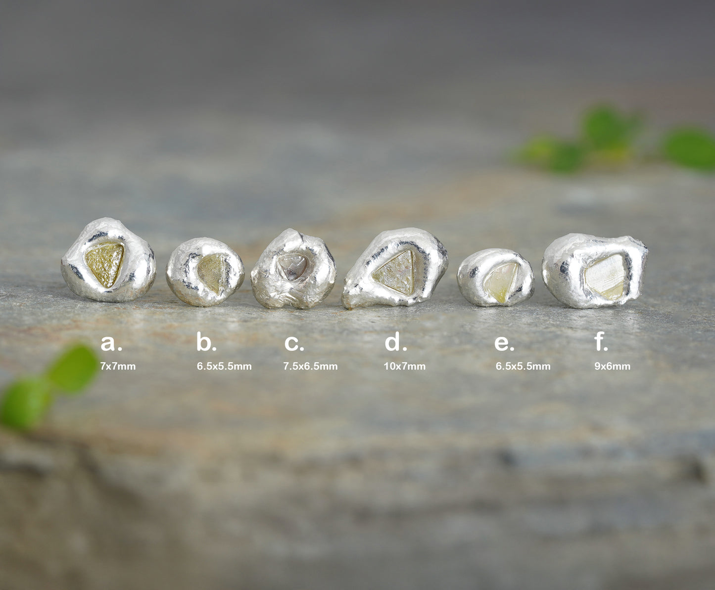Raw Diamond Stud Earrings, Diamond Ear Posts, April Birthstone Earring Studs