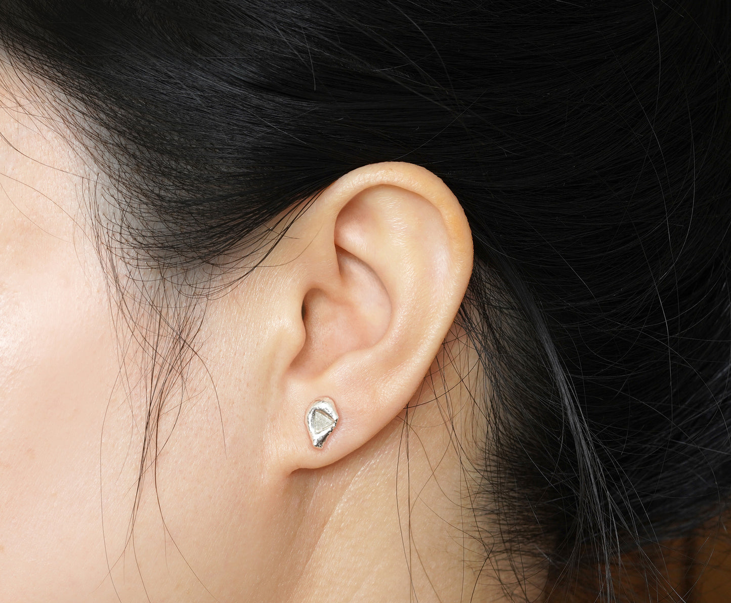 Raw Diamond Stud Earrings, Diamond Ear Posts, April Birthstone Earring Studs