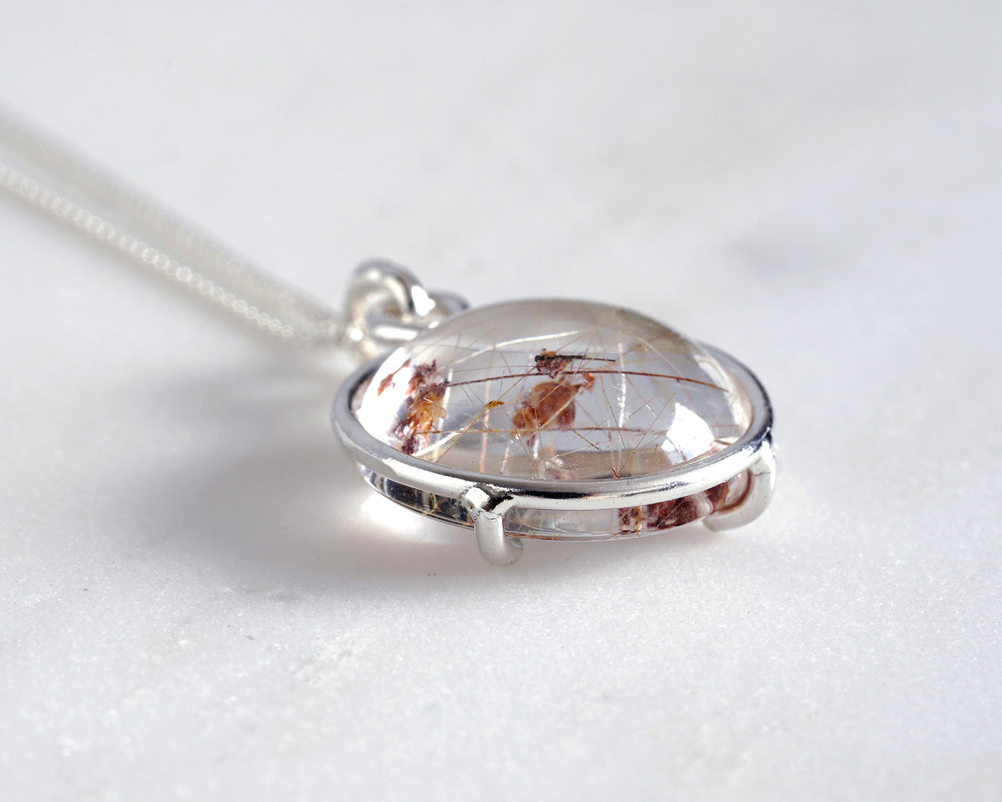 Rutilated Quartz Necklace in Sterling Silver, Made to Order