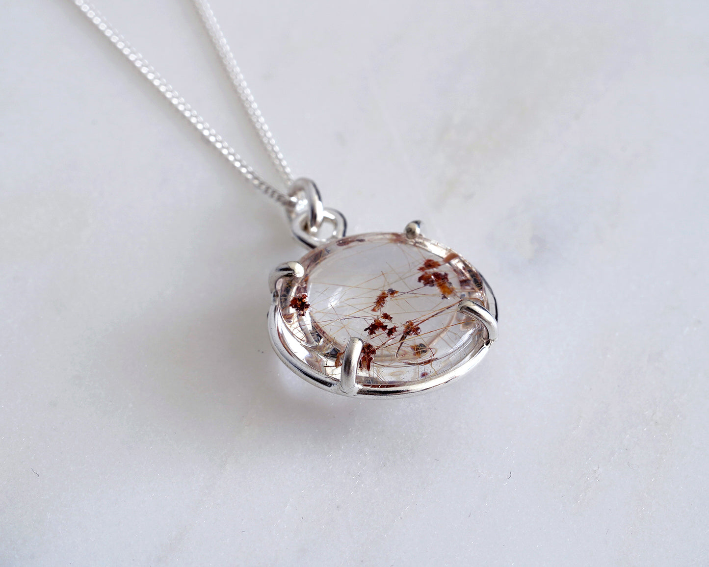 Rutilated Quartz Necklace in Sterling Silver, Made to Order