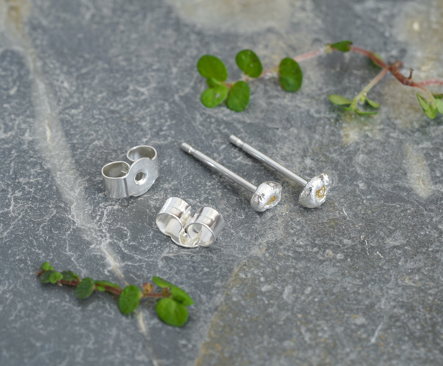 Rough Diamond Stud Earrings in Oganic Shapes