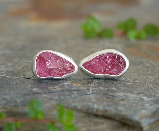 2.65ct Rough Ruby Stud Earrings