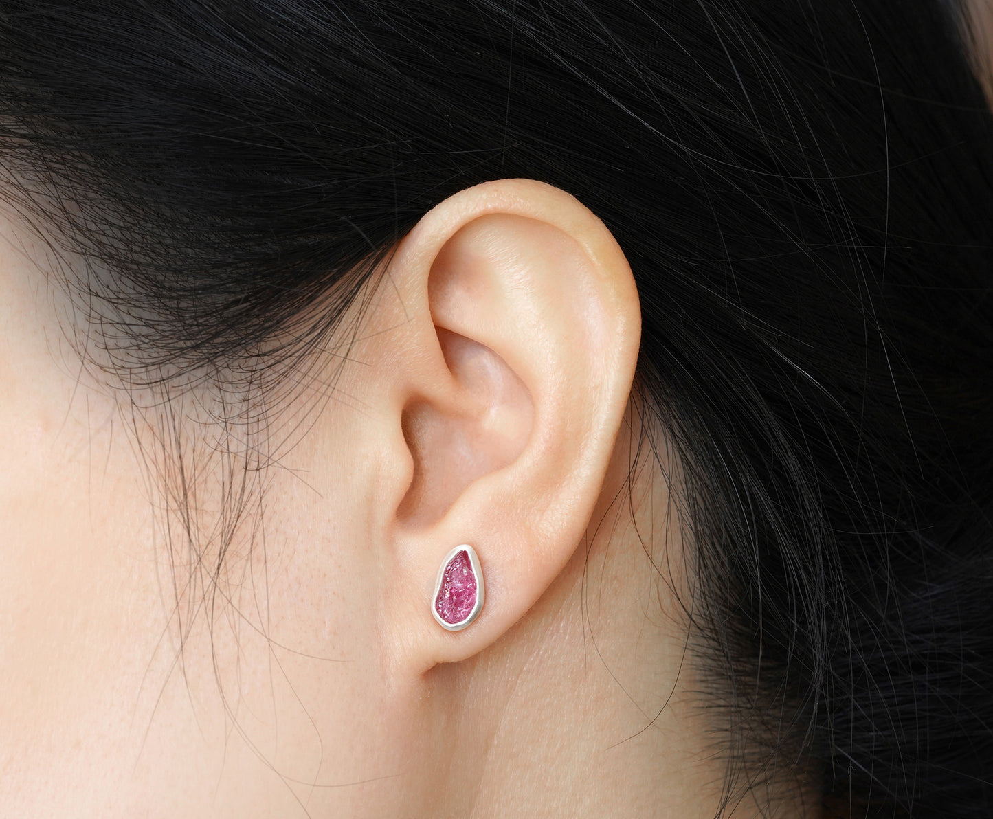 2.65ct Rough Ruby Stud Earrings