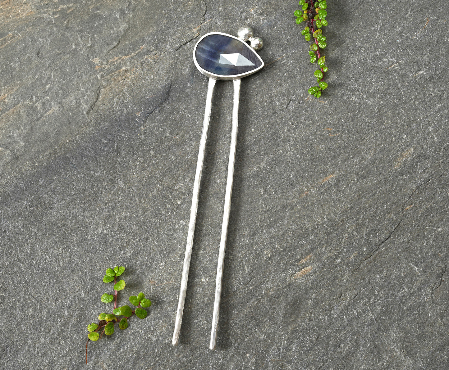 6ct Natural Bi Colour Sapphire Hair Pin in Sterling Silver