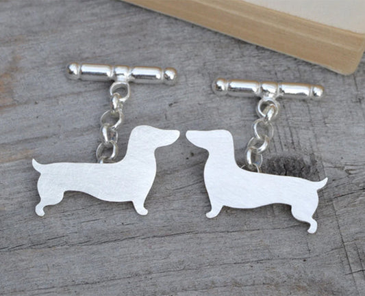 Dachshund Cufflinks in Sterling Silver for Joey