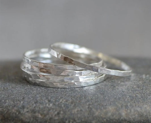 Slim Stacking Rings in Sterling Silver
