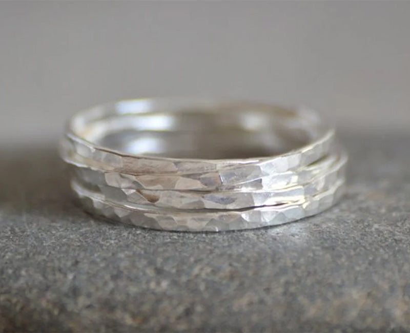 Slim Stacking Rings in Sterling Silver