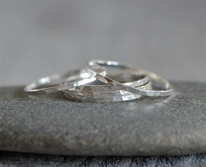 Slim Stacking Rings in Sterling Silver