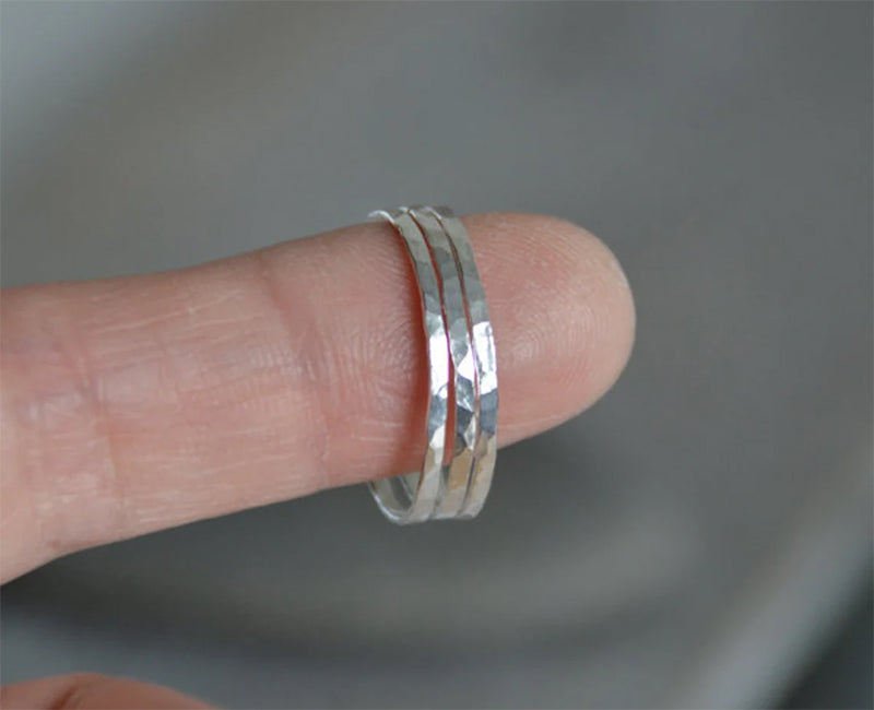 Slim Stacking Rings in Sterling Silver