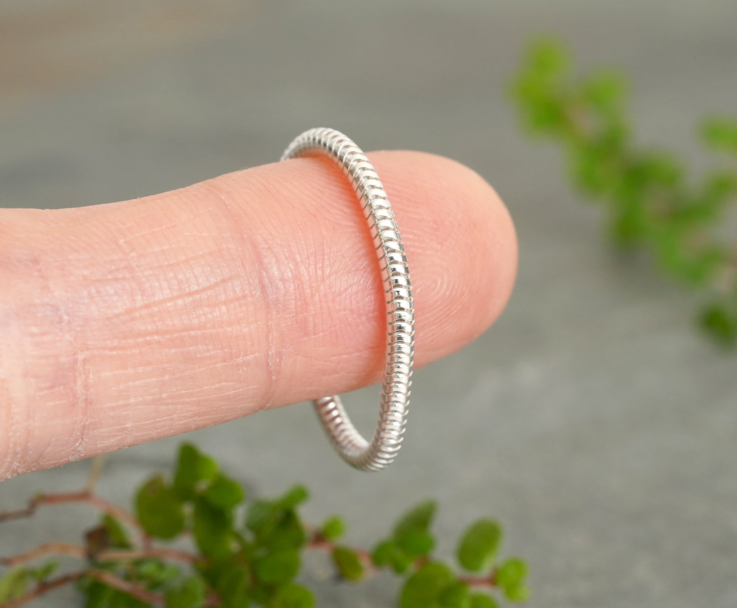 Snake Chain Ring in Sterling Silver