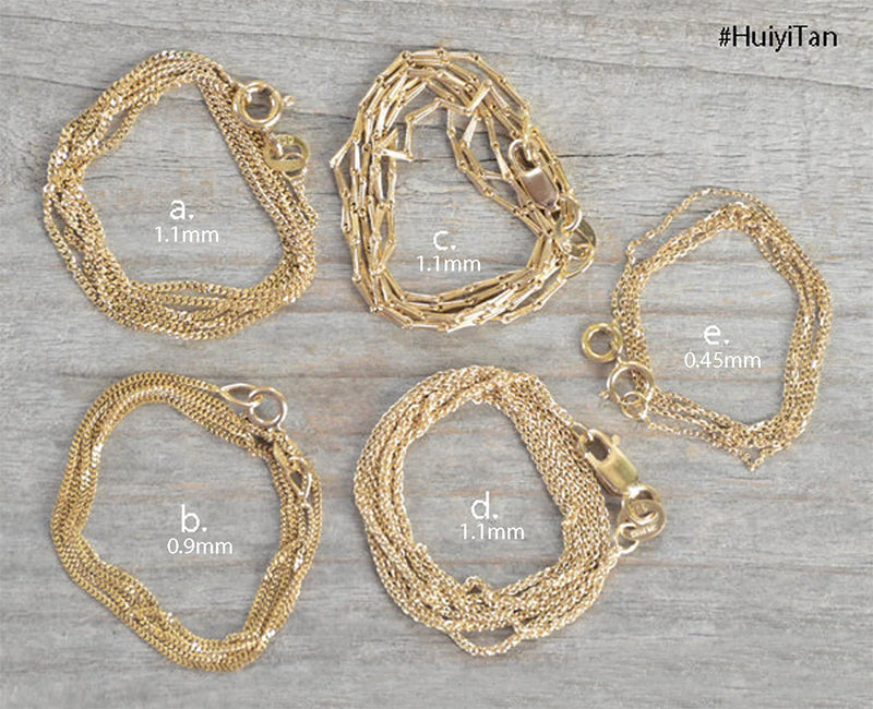 Solid 18k Yellow Gold Chain, Diamond Cut Curb, Barleycorn, Spiga, Belcher