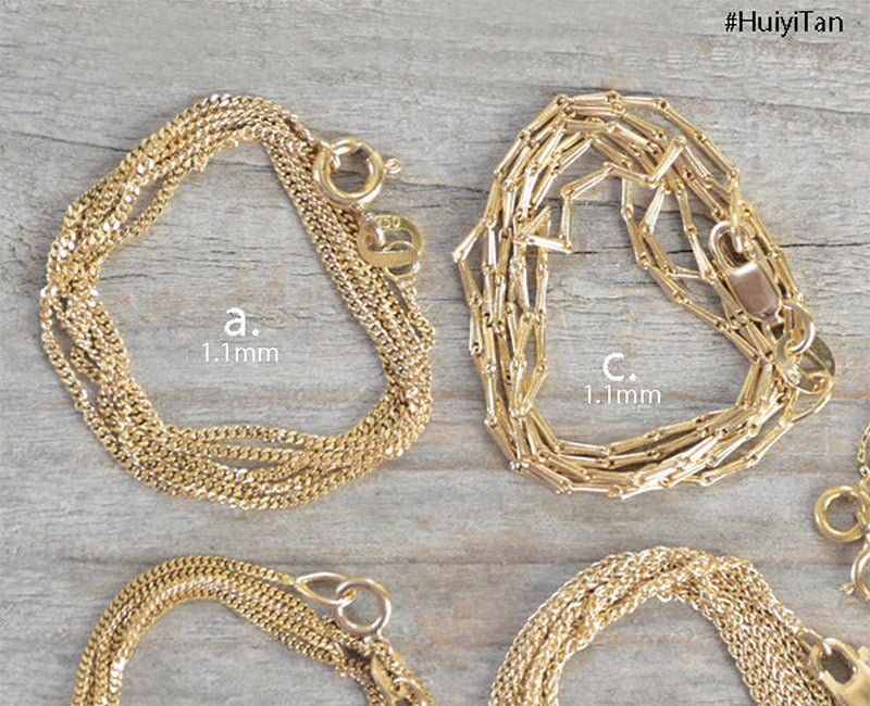 Solid 18k Yellow Gold Chain, Diamond Cut Curb, Barleycorn, Spiga, Belcher