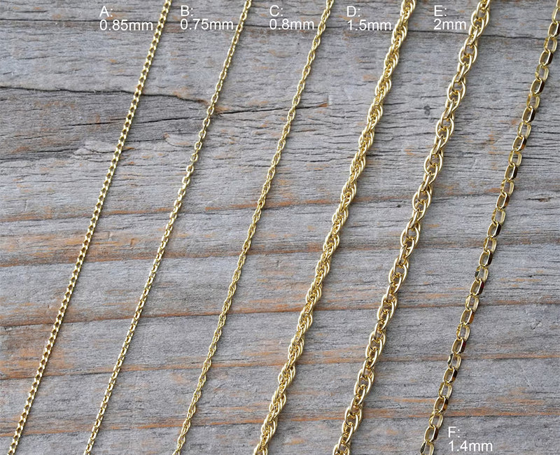 Solid 9ct Yellow Gold Chain; Curb, Belcher, and Rope