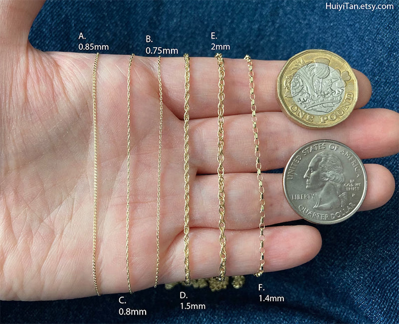 Solid 9ct Yellow Gold Chain; Curb, Belcher, and Rope