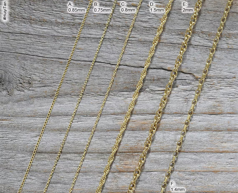 Solid 9ct Yellow Gold Chain; Curb, Belcher, and Rope