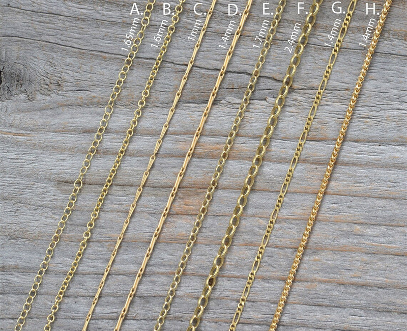 Solid 9k Yellow Gold Chain, Trace, Barleycorn, Belcher, Figaro and Franco
