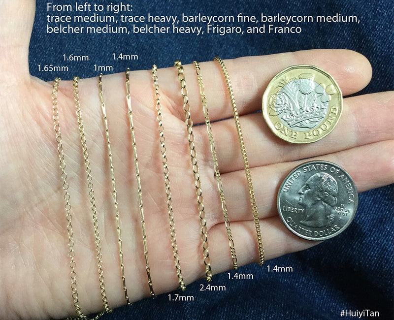 Solid 9k Yellow Gold Chain, Trace, Barleycorn, Belcher, Figaro and Franco