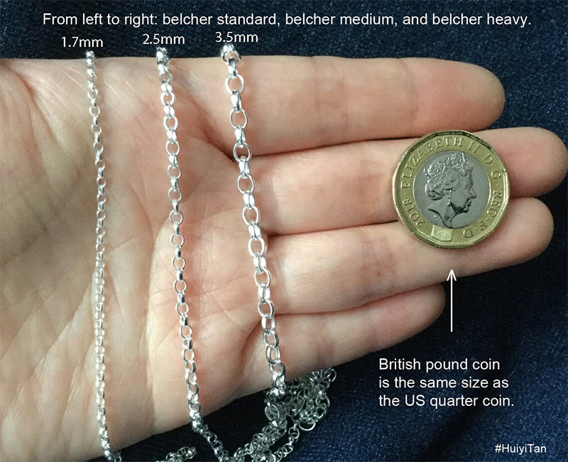 Solid Sterling Silver Chain; Snake, Box, Belcher, Diamond Cut Belcher, and Ball