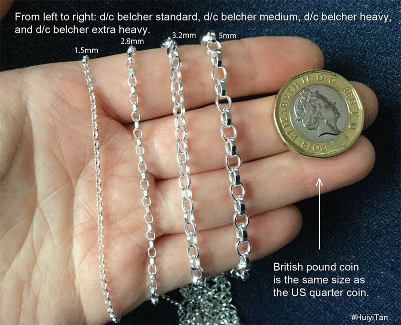 Solid Sterling Silver Chain; Snake, Box, Belcher, Diamond Cut Belcher, and Ball