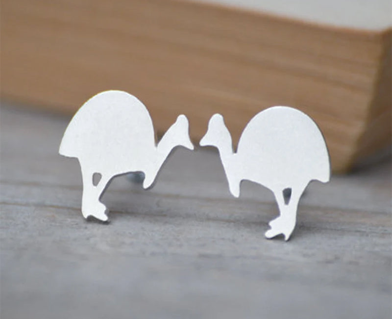 Southern Cassowary Stud Earrings in Sterling Silver
