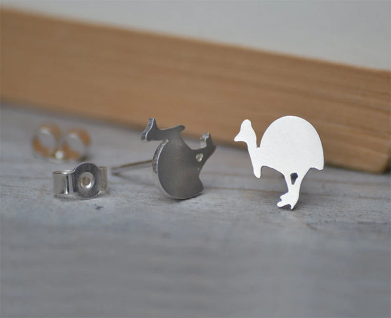 Southern Cassowary Stud Earrings in Sterling Silver
