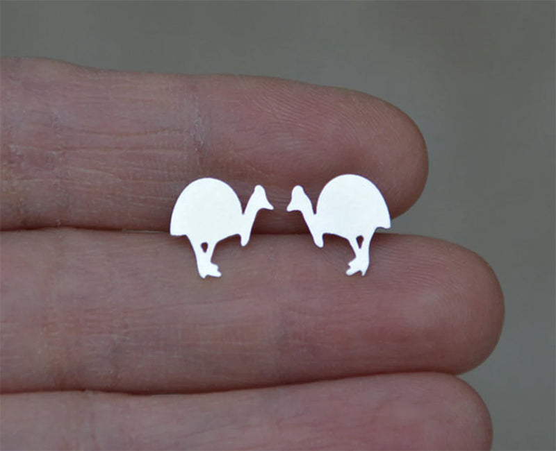 Southern Cassowary Stud Earrings in Sterling Silver