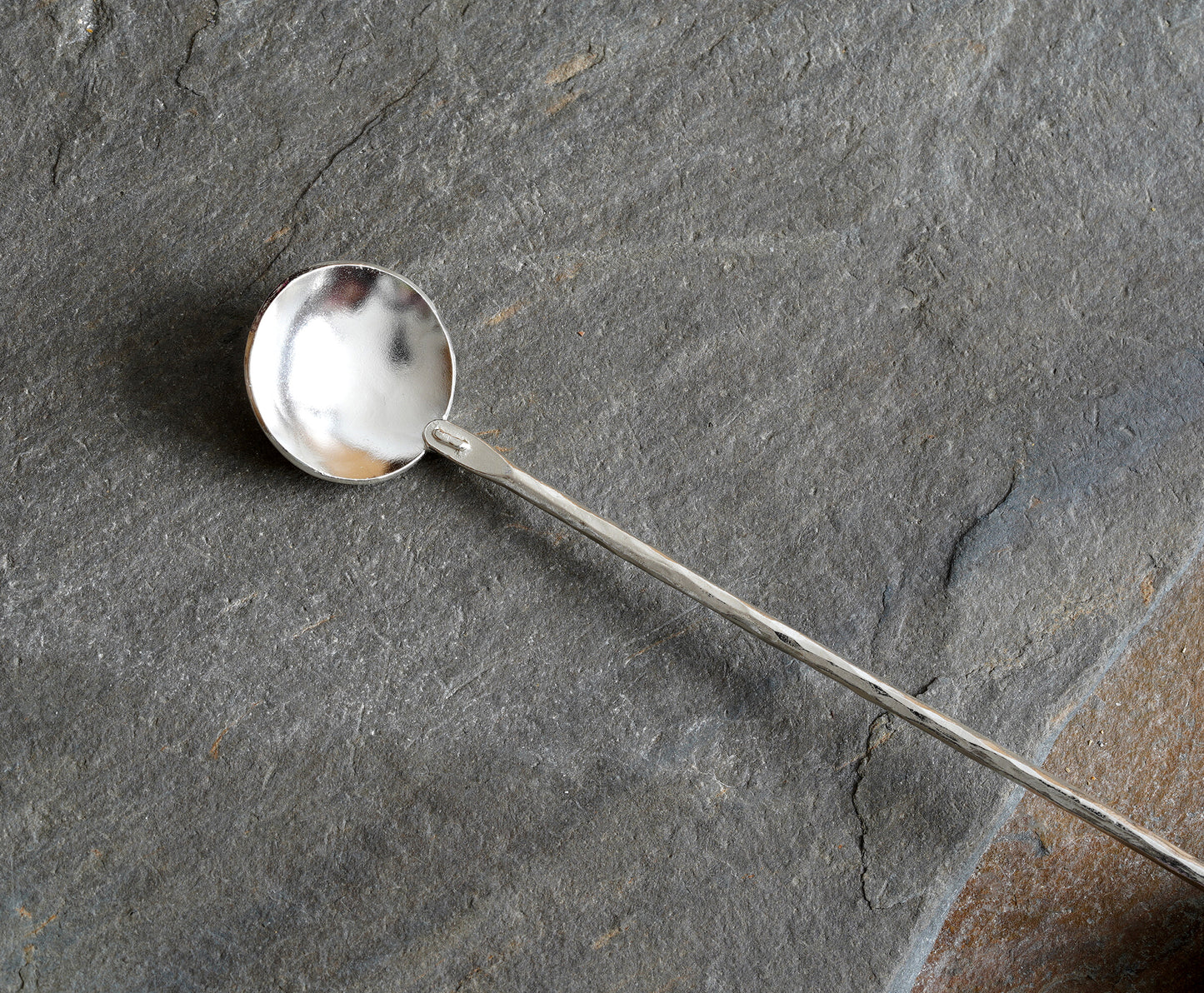 Rustic Coffee Spoon in Solid Sterling Silver