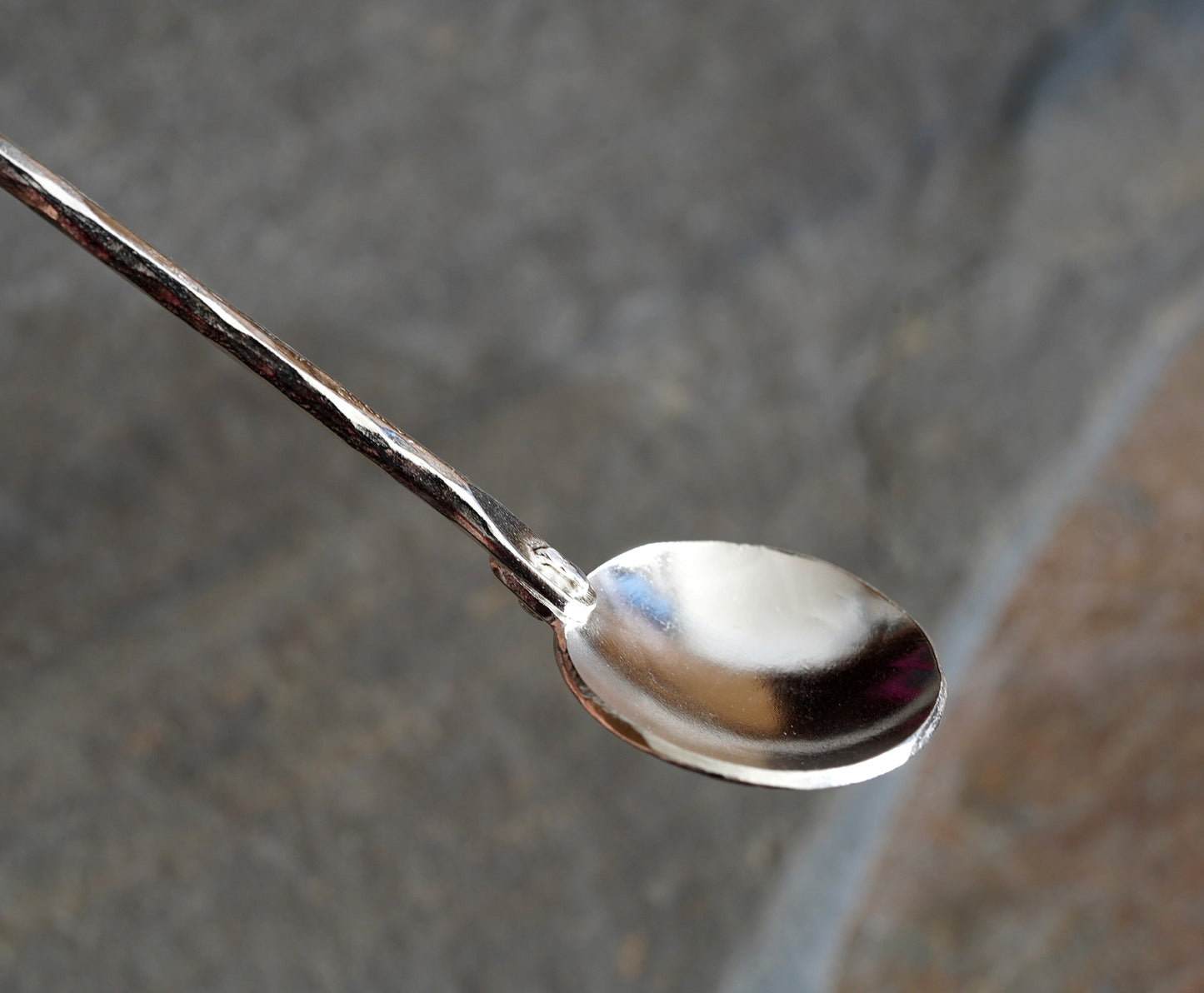 Rustic Coffee Spoon in Solid Sterling Silver