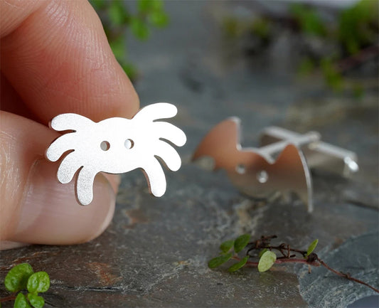 Spider Cufflinks in Sterling Silver, Silver Bat Cufflinks