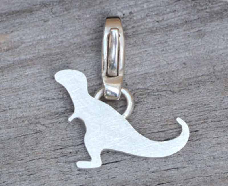 T-Rex Dinosaur Charm in Sterling Silver, Silver Dinosaur Charm