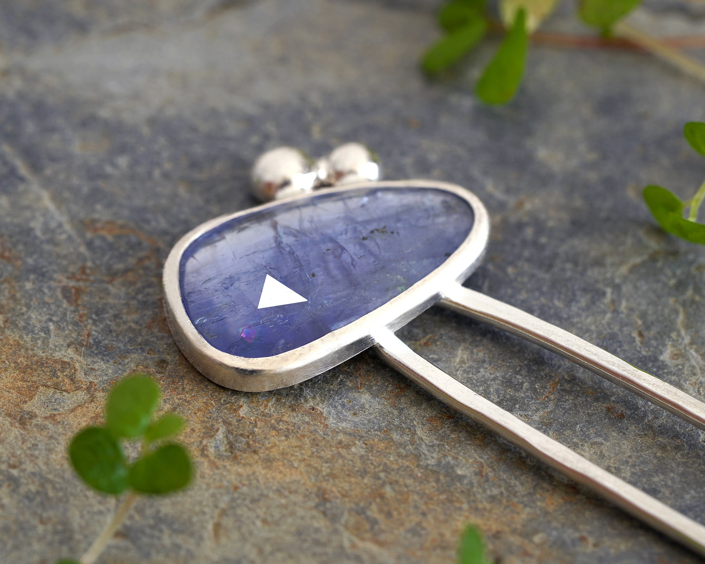 5.4ct Natural Tanzanite Hair Pin in Solid Sterling Silver