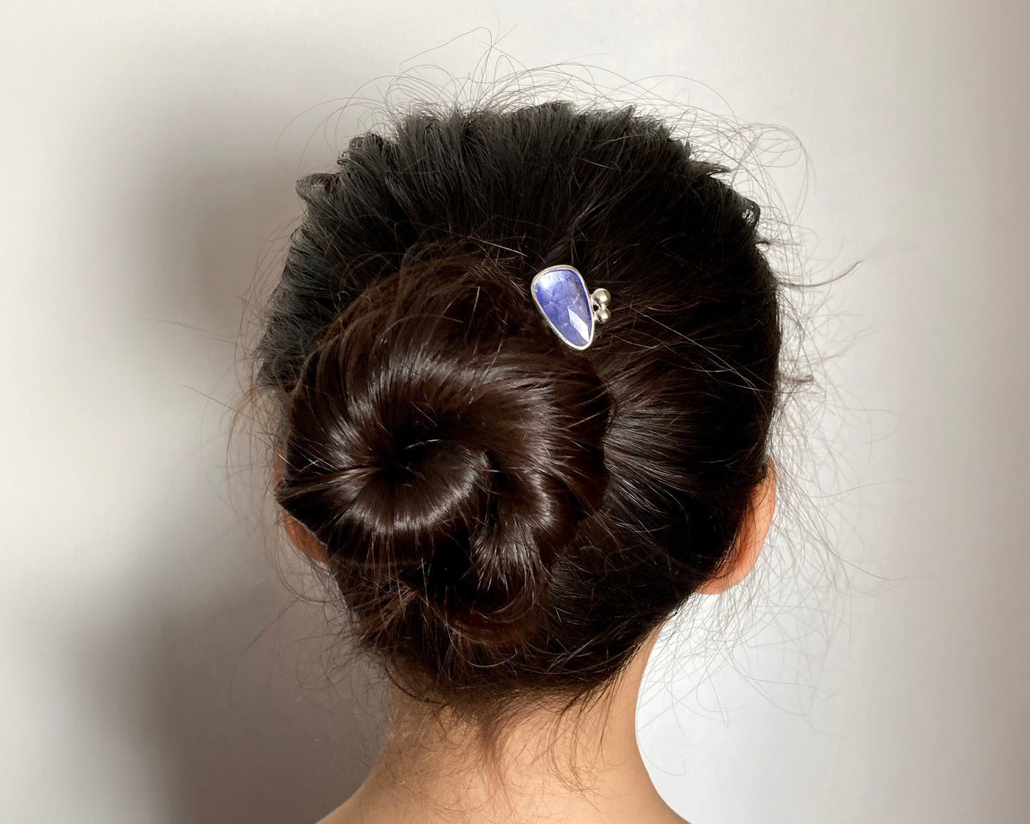 5.4ct Natural Tanzanite Hair Pin in Solid Sterling Silver
