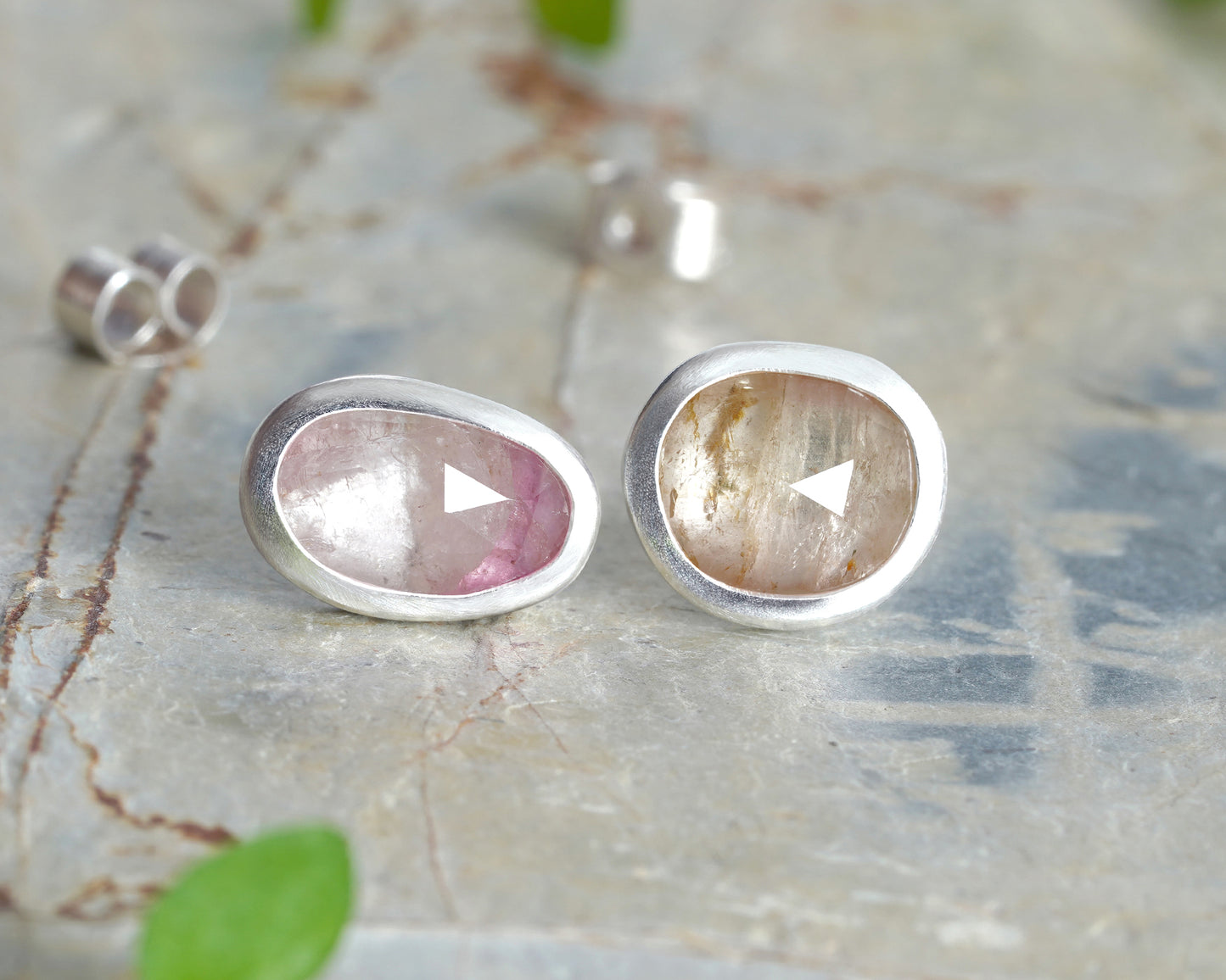 Natural Tourmaline Stud Earrings in Sterling Silver