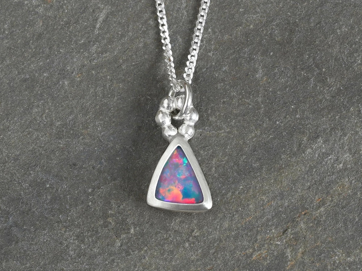 Small Australian Opal Doublet Necklace in Sterling Silver