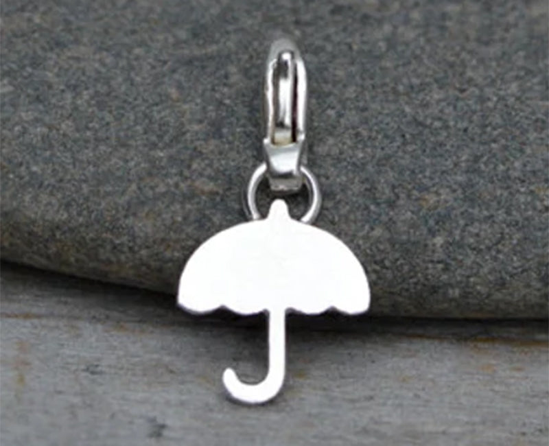 Umbrella Charm in Sterling Silver, Silver Umbrella Charm