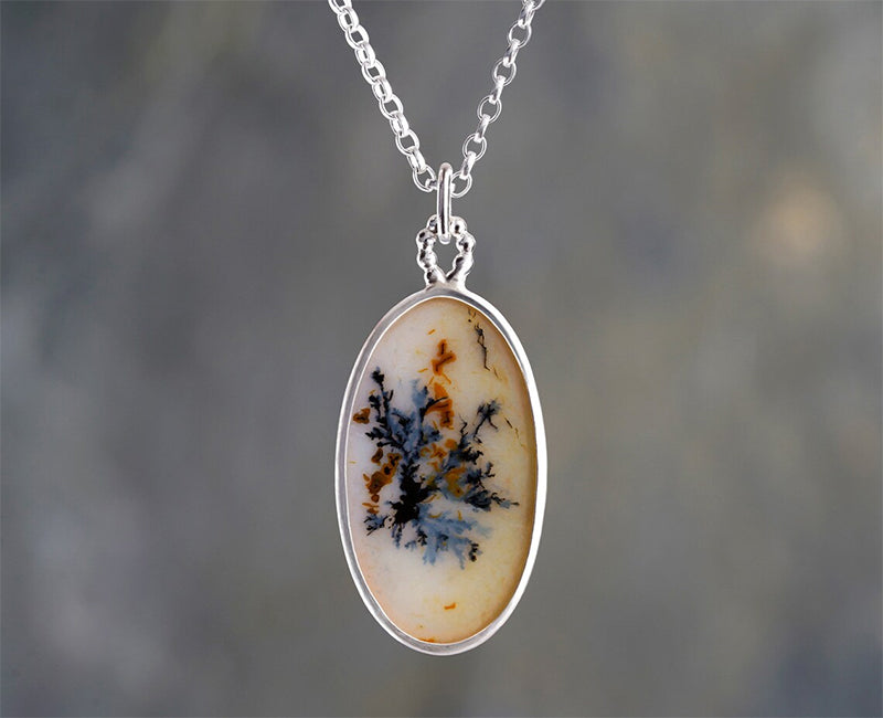 Unique Dendritic Agate Necklace in Sterling Silver