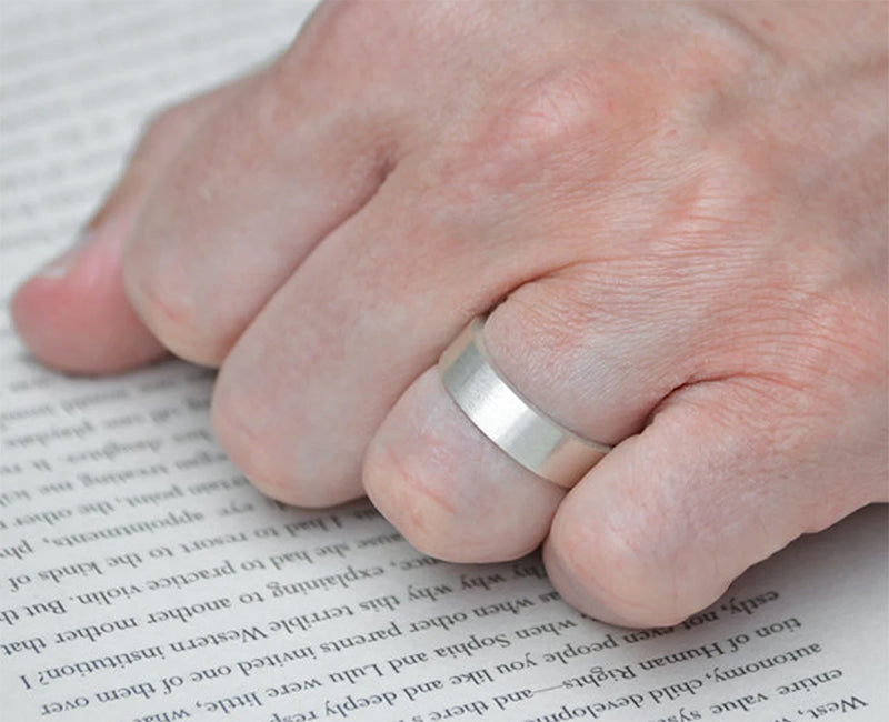 Unisex Wedding Band, 5mm Wide Wedding Ring, Satin Finish