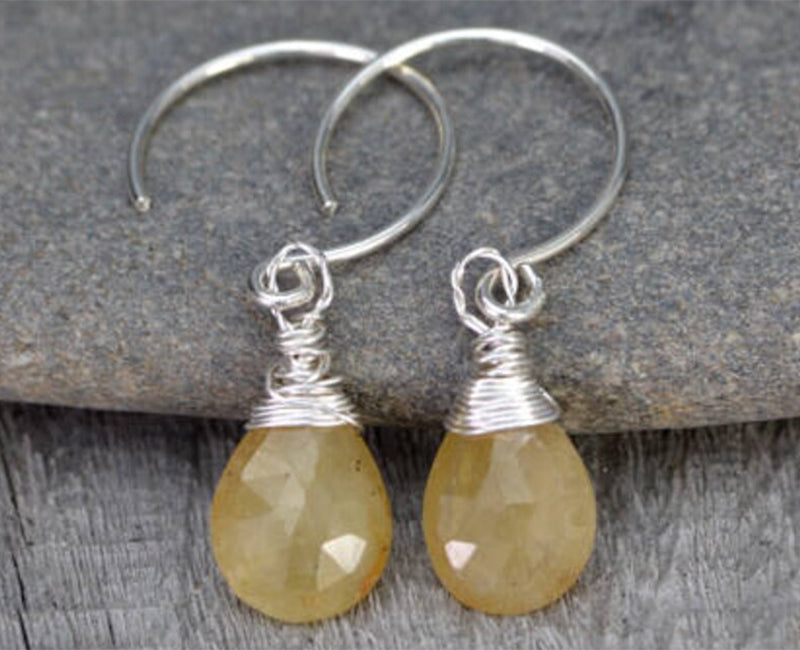 Yellow Sapphire Dangle Earrings, September Birthstone Earrings
