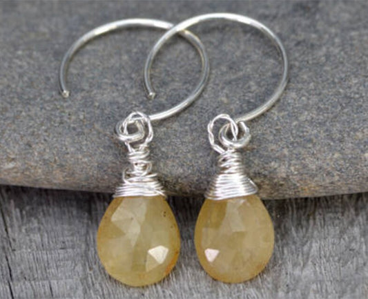 Yellow Sapphire Dangle Earrings, September Birthstone Earrings