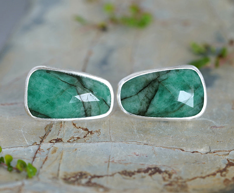 22ct Emerald Cufflinks in Sterling Silver