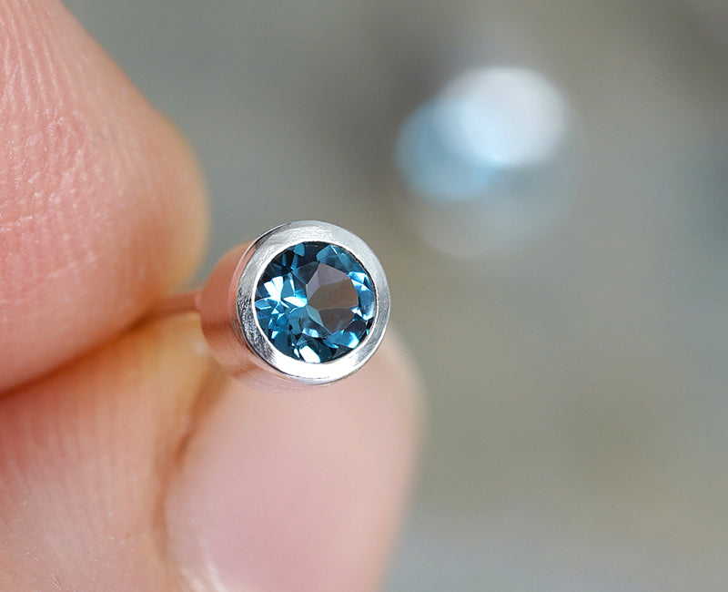 London Blue Topaz Stud Earring, Clear Topaz Ear Post