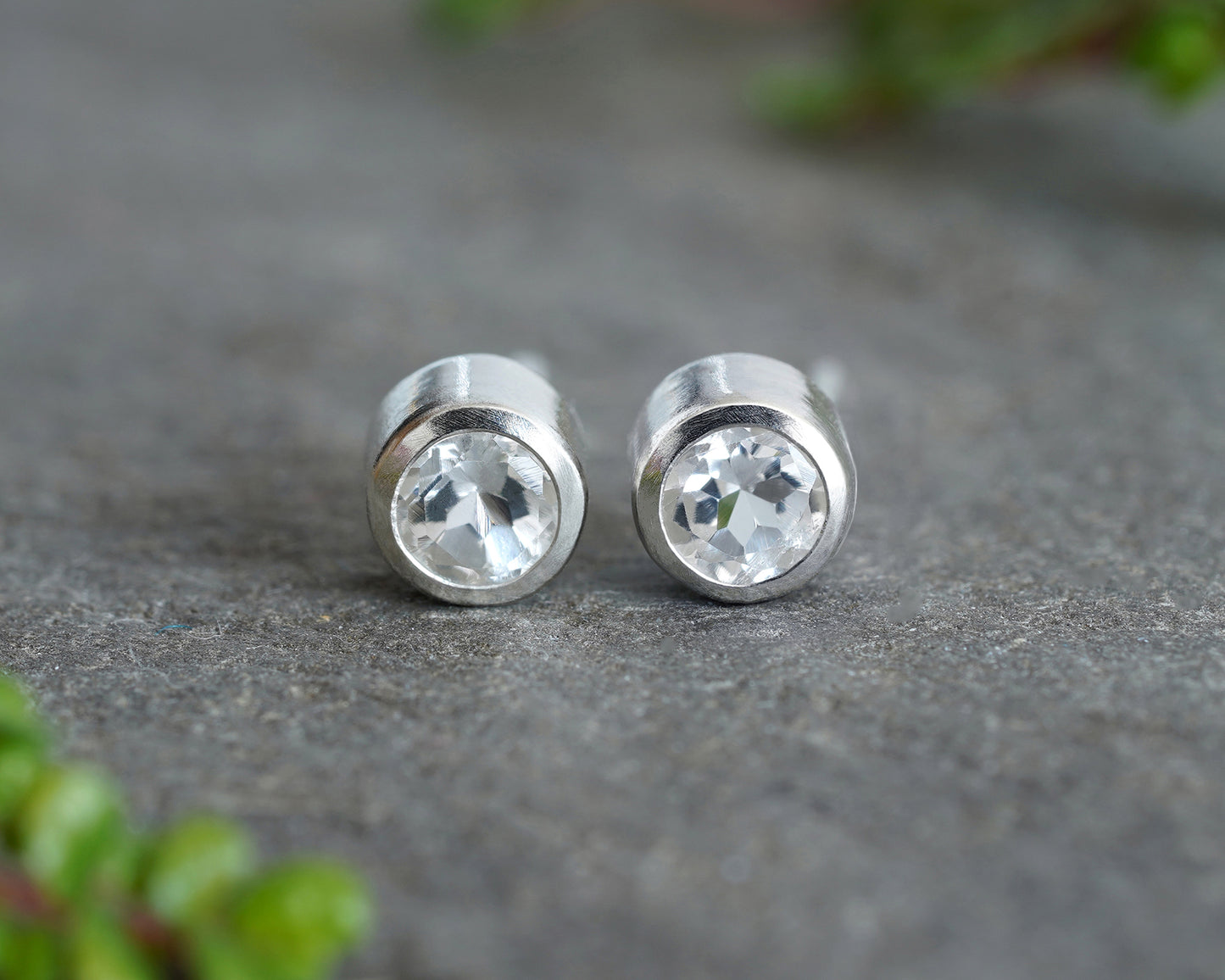 London Blue Topaz Stud Earring, Clear Topaz Ear Post