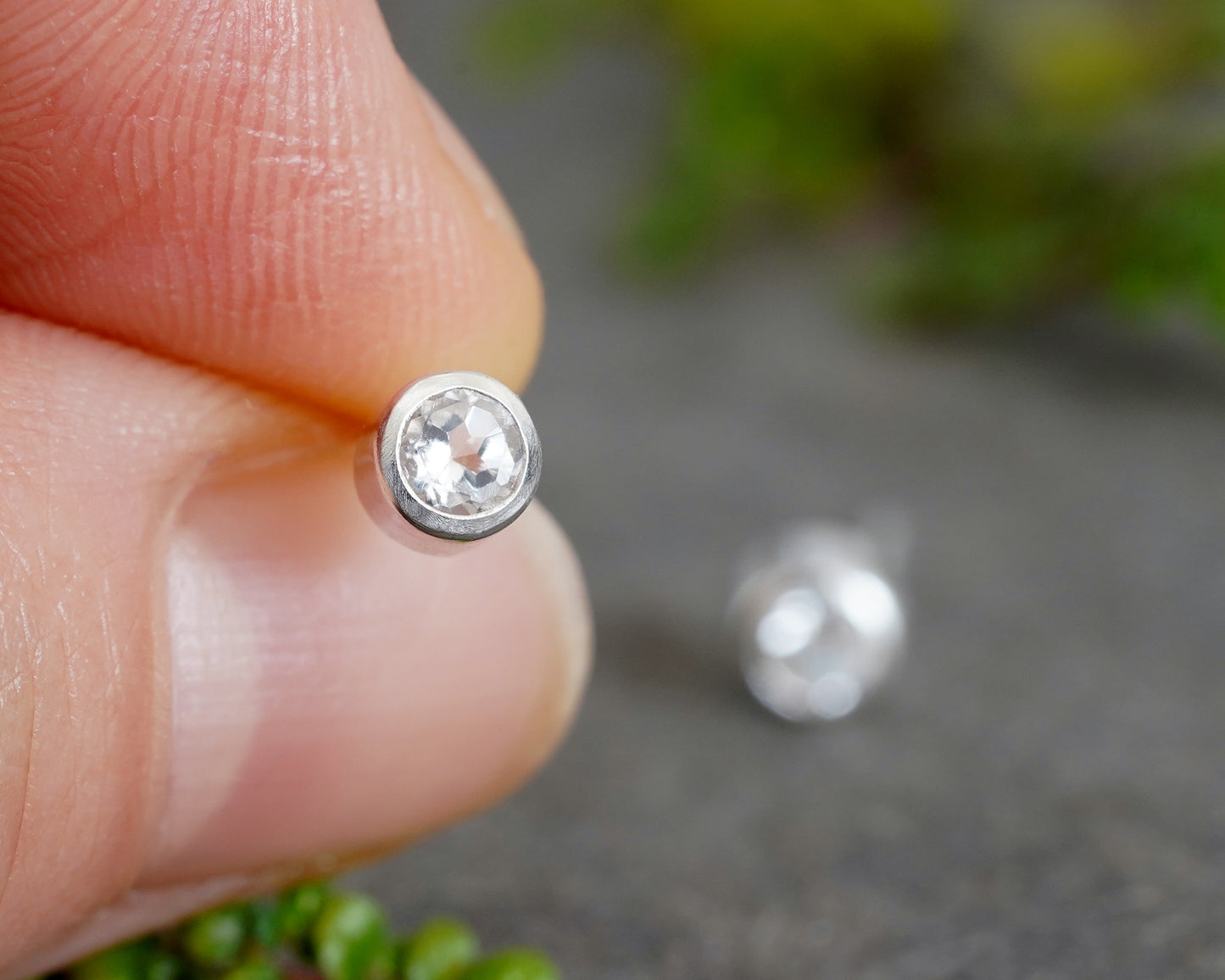 London Blue Topaz Stud Earring, Clear Topaz Ear Post