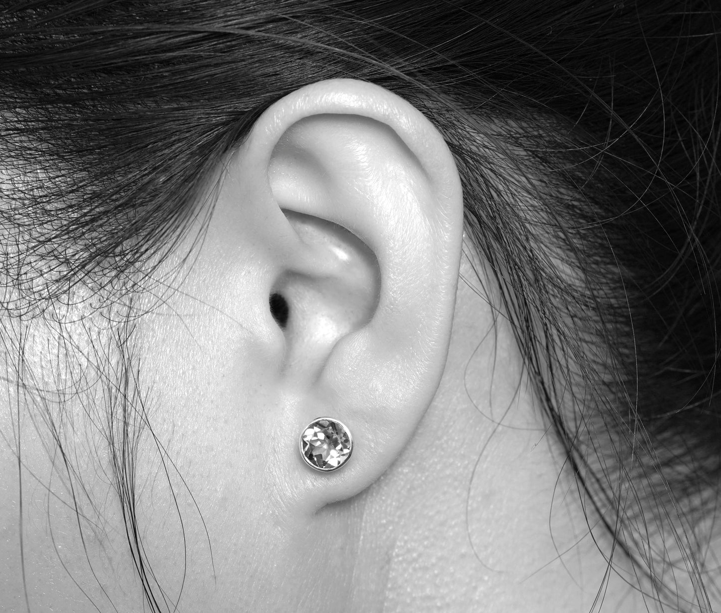 8mm Topaz Stud Earrings, Blue Topaz Ear Posts, Large Topaz Earrings